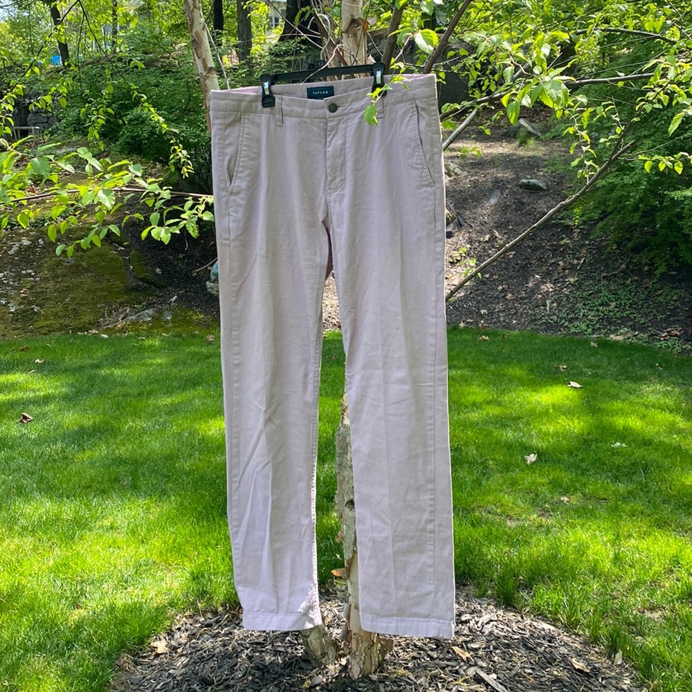 Taylrd Lilac/lavender cotton & spandex 34”x32” with paisley accented pants